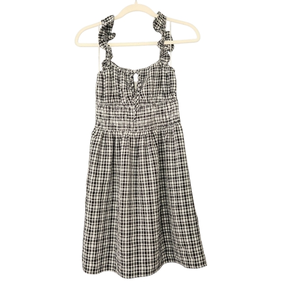 WAYF Stylish Black and White Gingham Smocked Dress Small - Picture 1 of 9